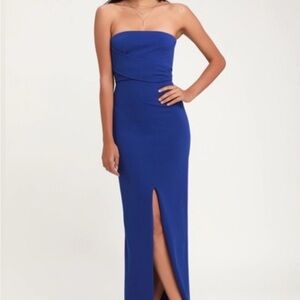 Lulus Elegant Blue Strapless Long Dress - Own the Night Dress - Small